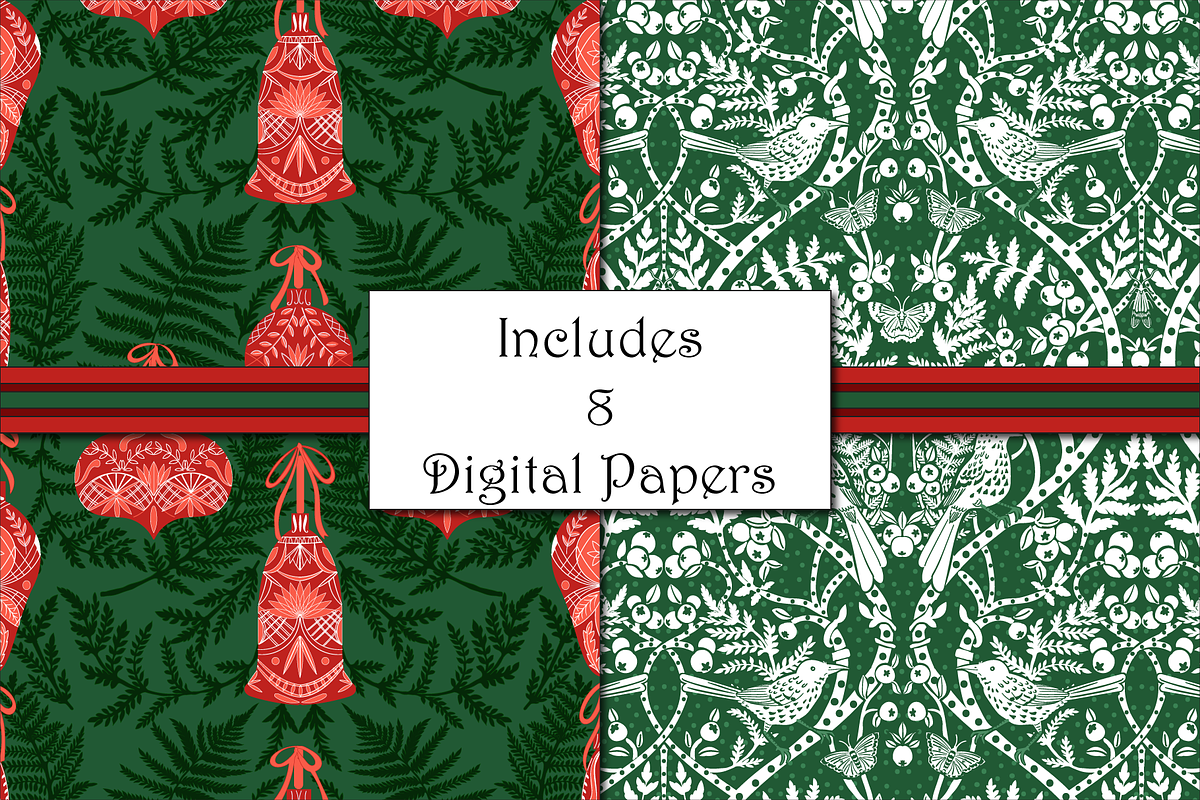 Art Nouveau Christmas Patterns, a Pattern Graphic by RachelStudio (Photo 2 of 10)