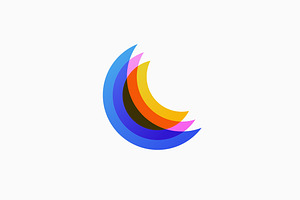 Crescent Moon Color Colorful Logo