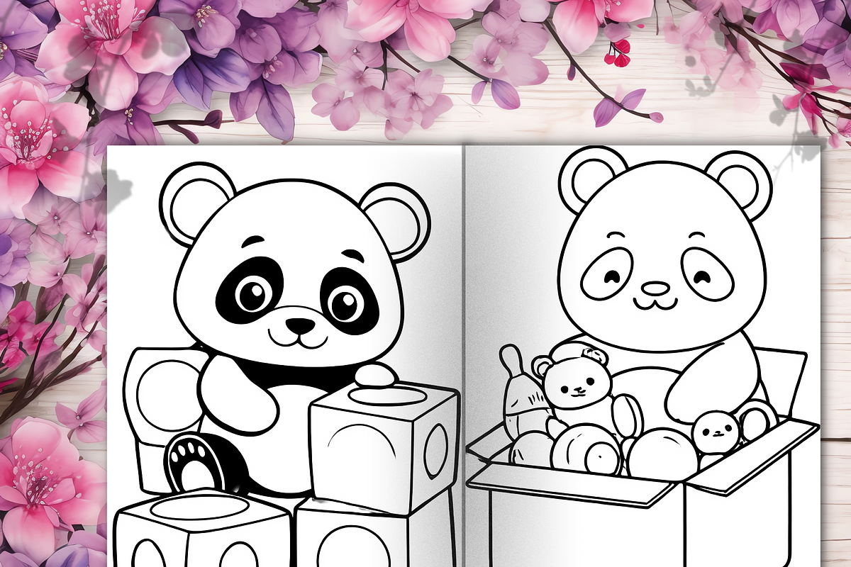 Cute Panda Daily Life Coloring Pages, a Brochure Template by LA Design (Photo 8 of 10)