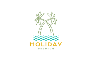 beach coconut tree line logo, a Branding & Logo Template by devastd