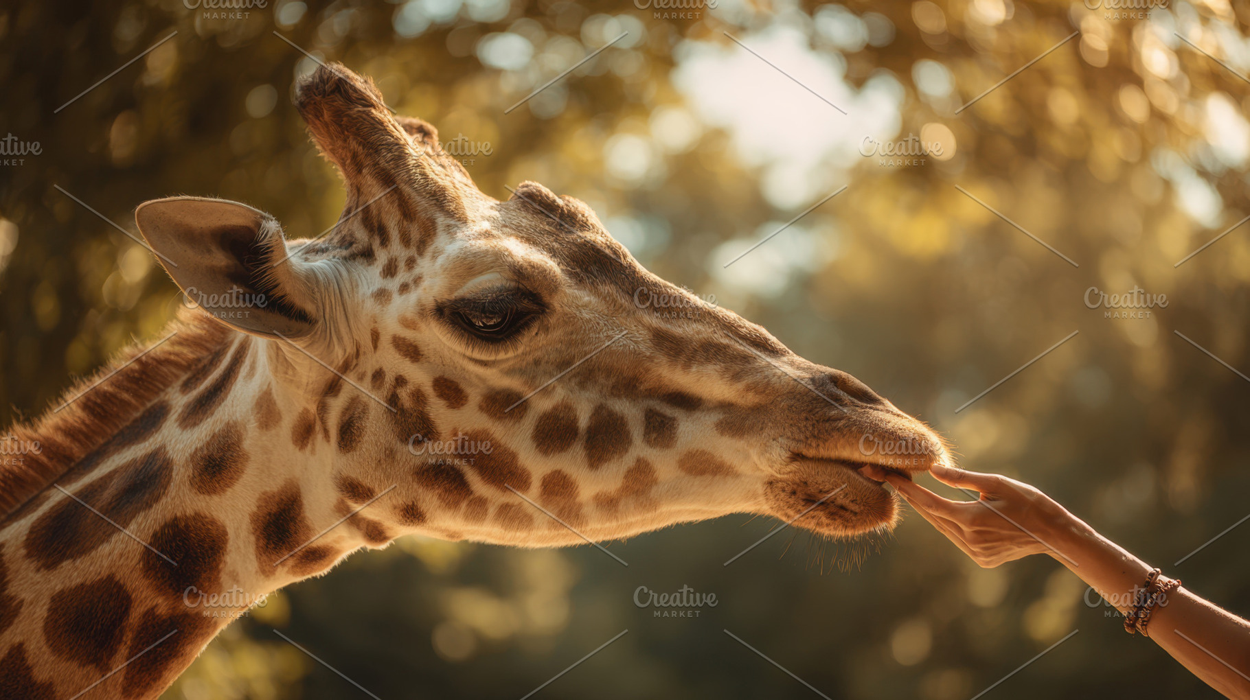 Giraffe interacts with a person, a Photo by Beautiful things