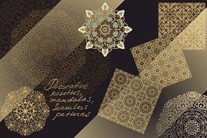 Pack of golden ornaments, patterns