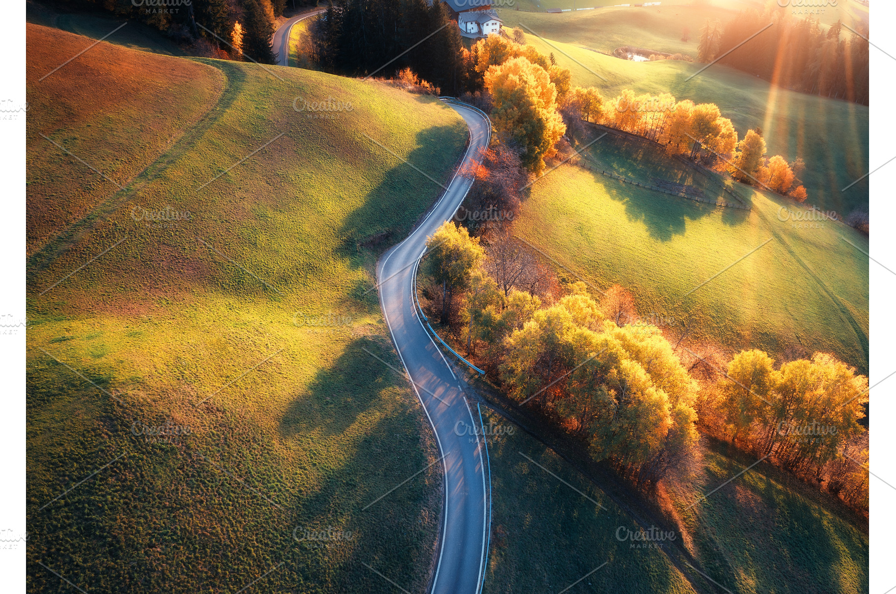 Aerial view of road in alpine, a Transportation Photo by den-belitsky