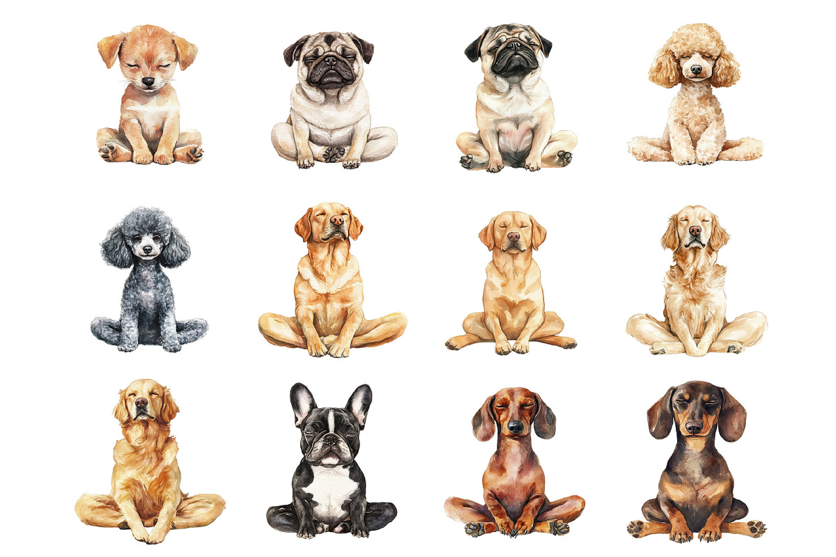 Meditating Dog Clipart, an Illustration by Design Market (Photo 3 of 3)