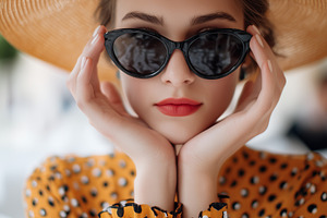 Stylish woman in polka dot dress, a Beauty & Fashion Photo by MistyDay