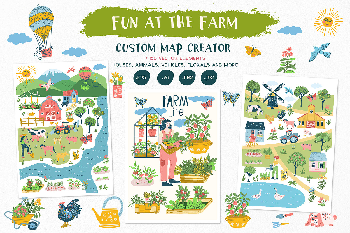 Fun at the Farm - Map Creator, an Object Illustration by Anna Ivanir (Photo 1 of 12)