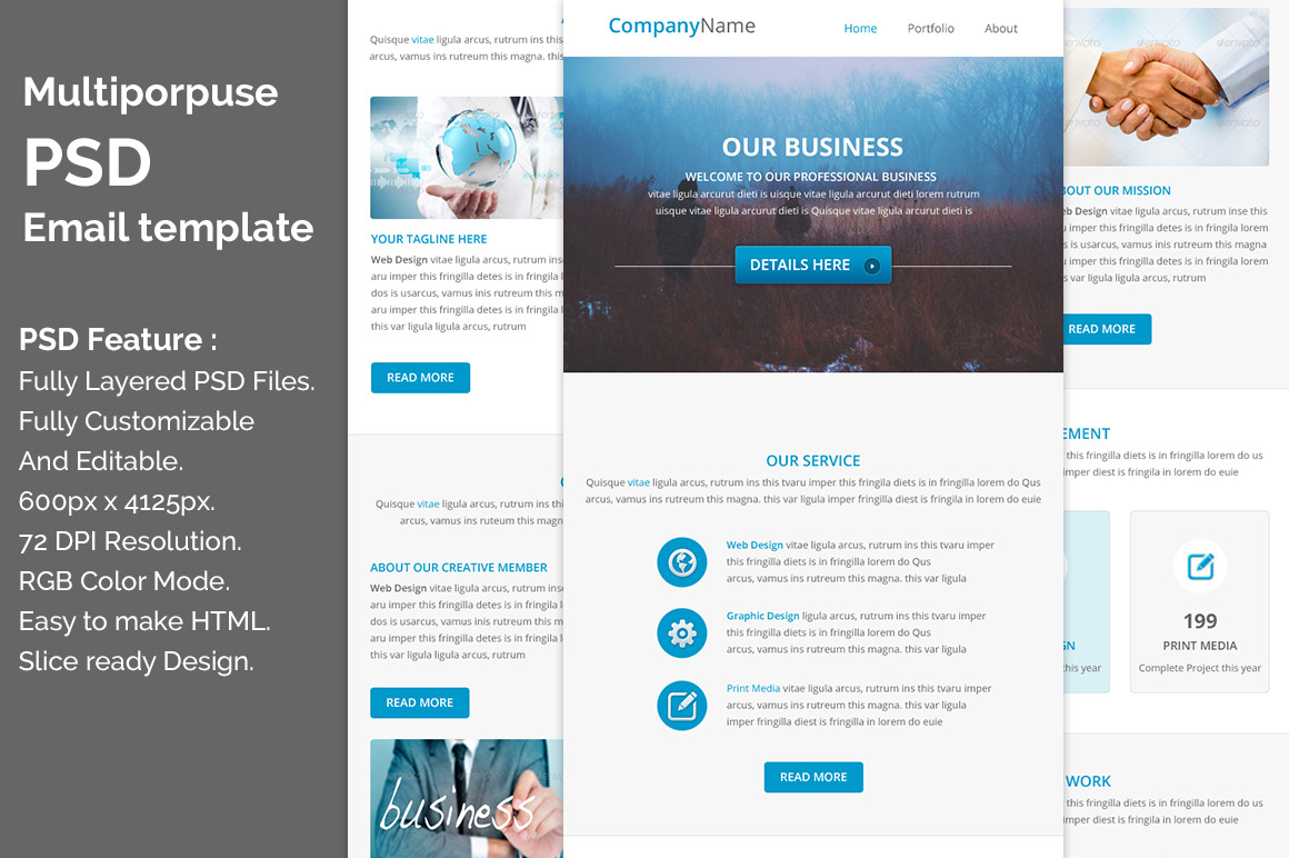 PSD Multiporpuse email template e8., an Email Template by QuickArtisan