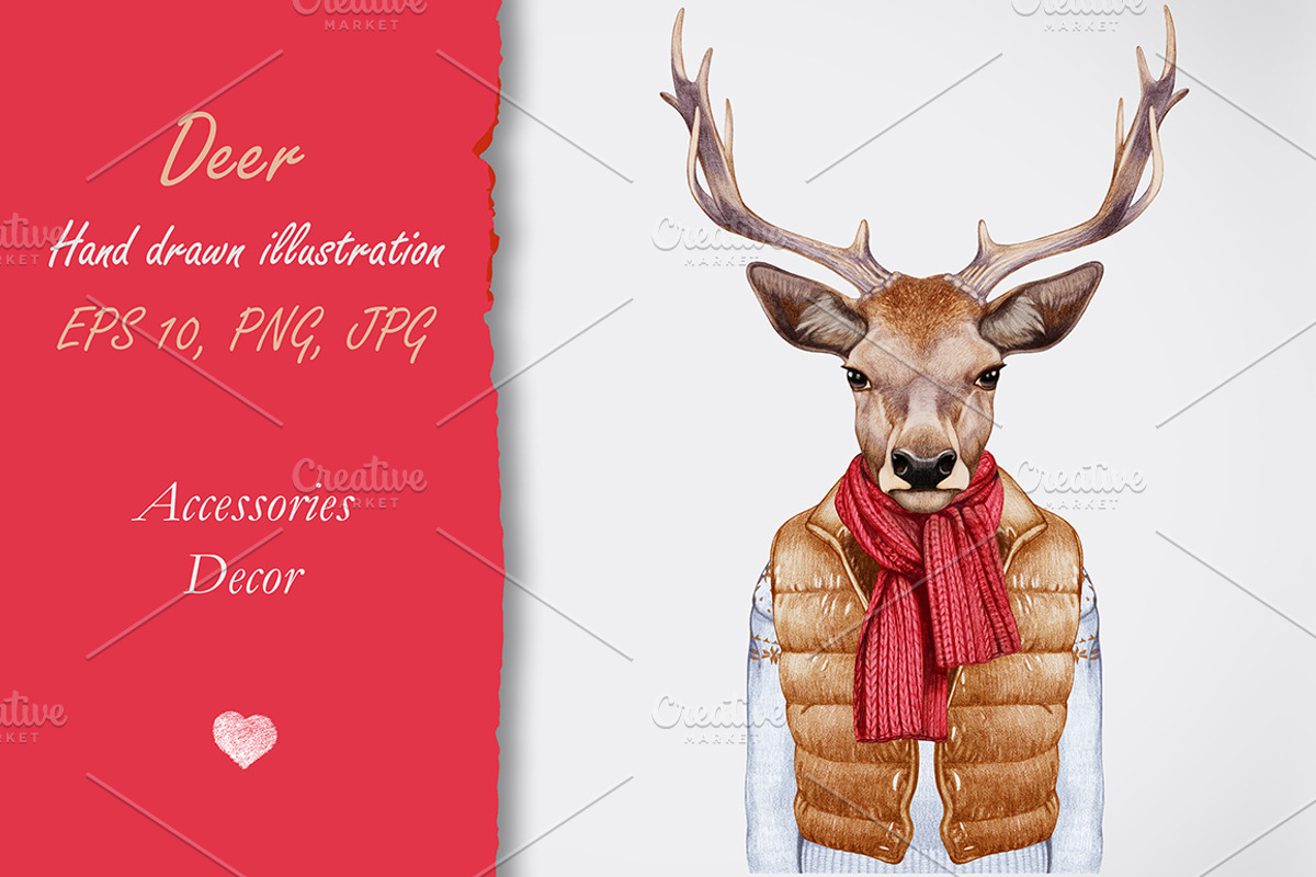 Deer / Winter time, an Animal Illustration by Victoria_Novak (Photo 1 of 3)