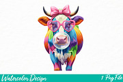 Coquette Highland Cow Bubblegum, an Illustration by Watercolor design (Thumbnail 1 of 3)