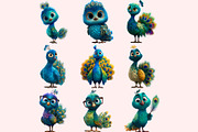 Peacock Clipart PNG Bundle, a Graphic by M9 Design (Thumbnail 3 of 9)