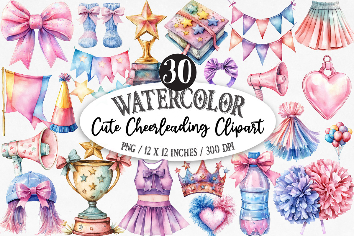 Cute Cheerleading Clipart, an Illustration by Designking (Photo 1 of 5)