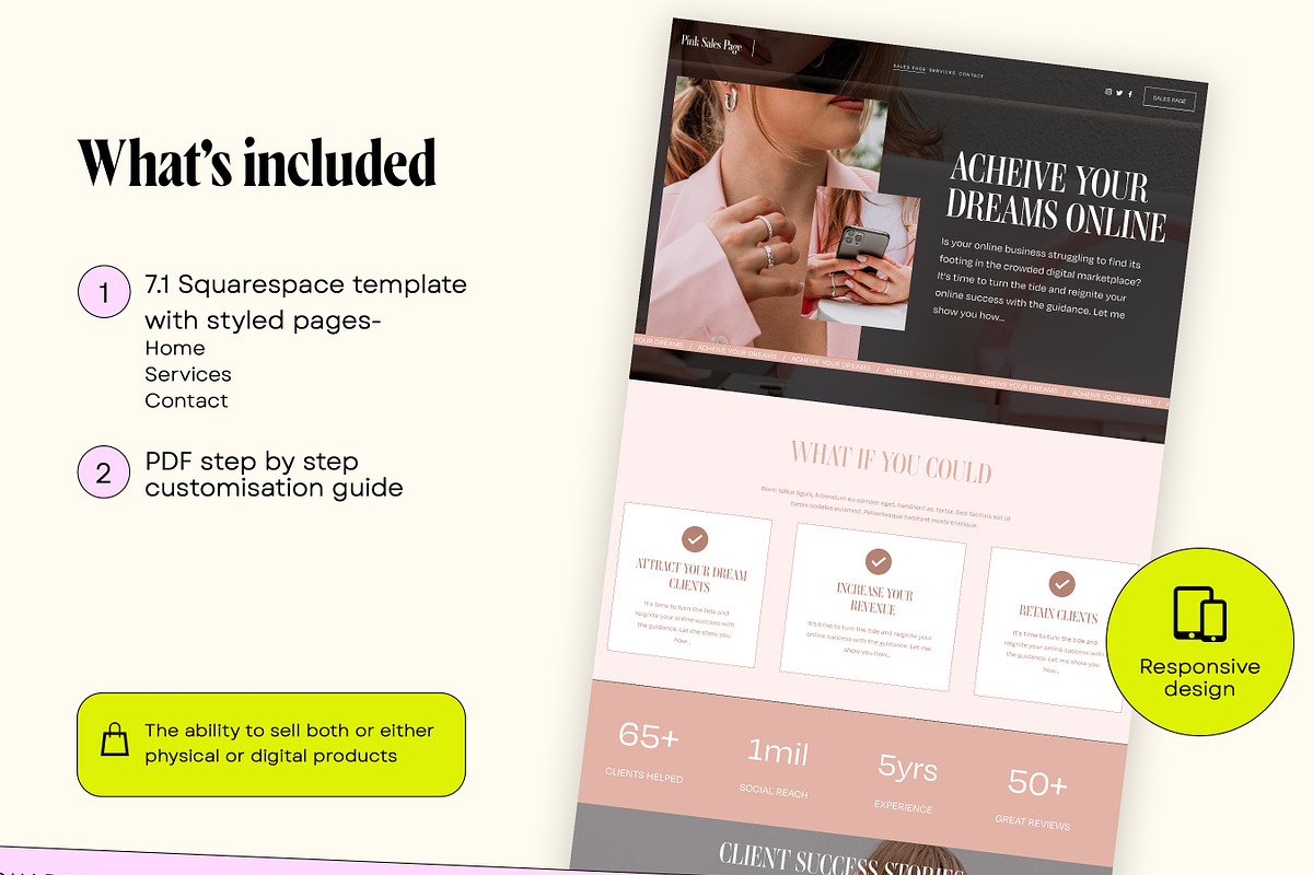 Pink Faceless Sales Page