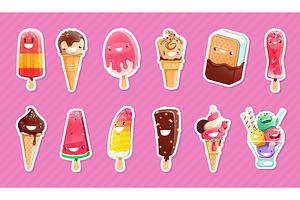 Cartoon ice cream characters, a Food Illustration by Vector Tradition
