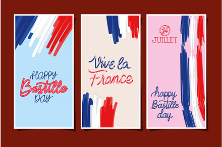 set cards of 14 juillet, an Illustration by studiogstock