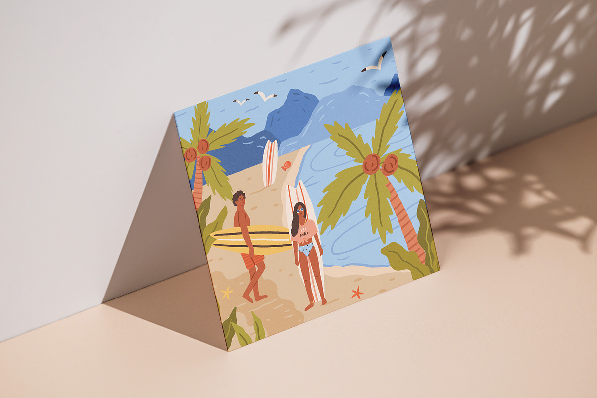 Surfers on sea beach in summer, a Person Illustration by Good Studio (Photo 2 of 3)