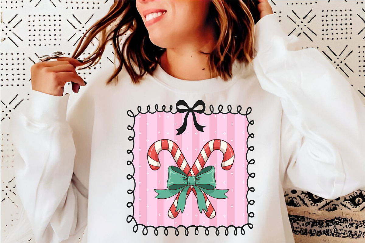 Christmas Candy Cane Coquette Frame, an Illustration by SinaCreation (Photo 3 of 6)