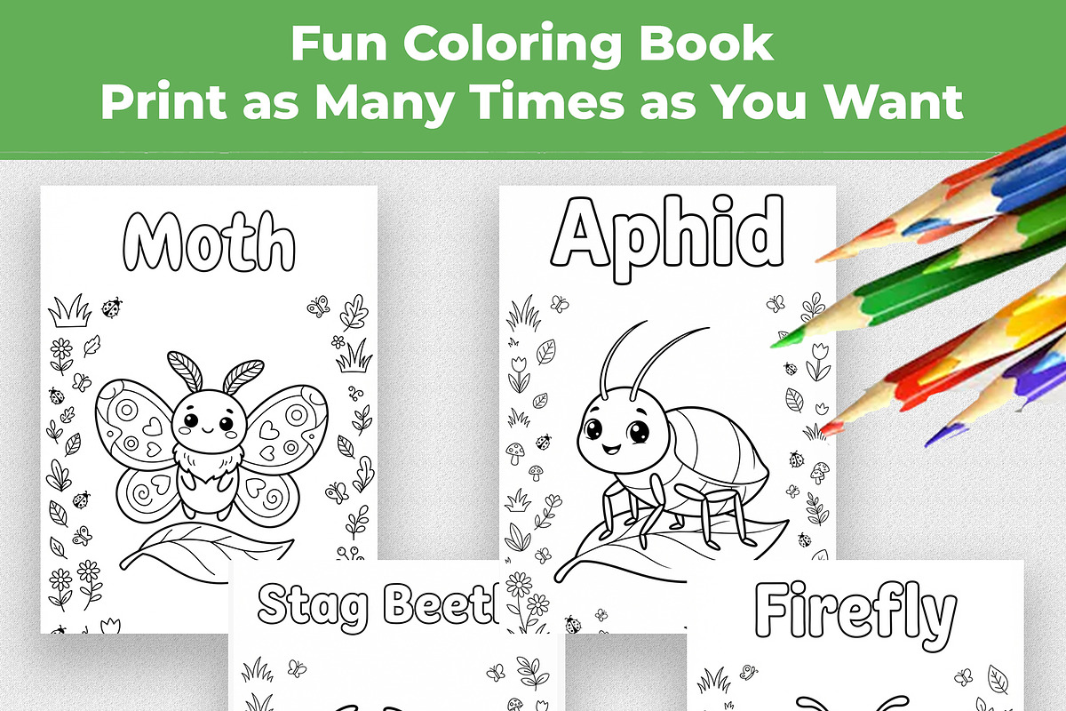 Insect Coloring Book for Kids, an Education Illustration by Mohammad Sarfaraz (Photo 10 of 13)
