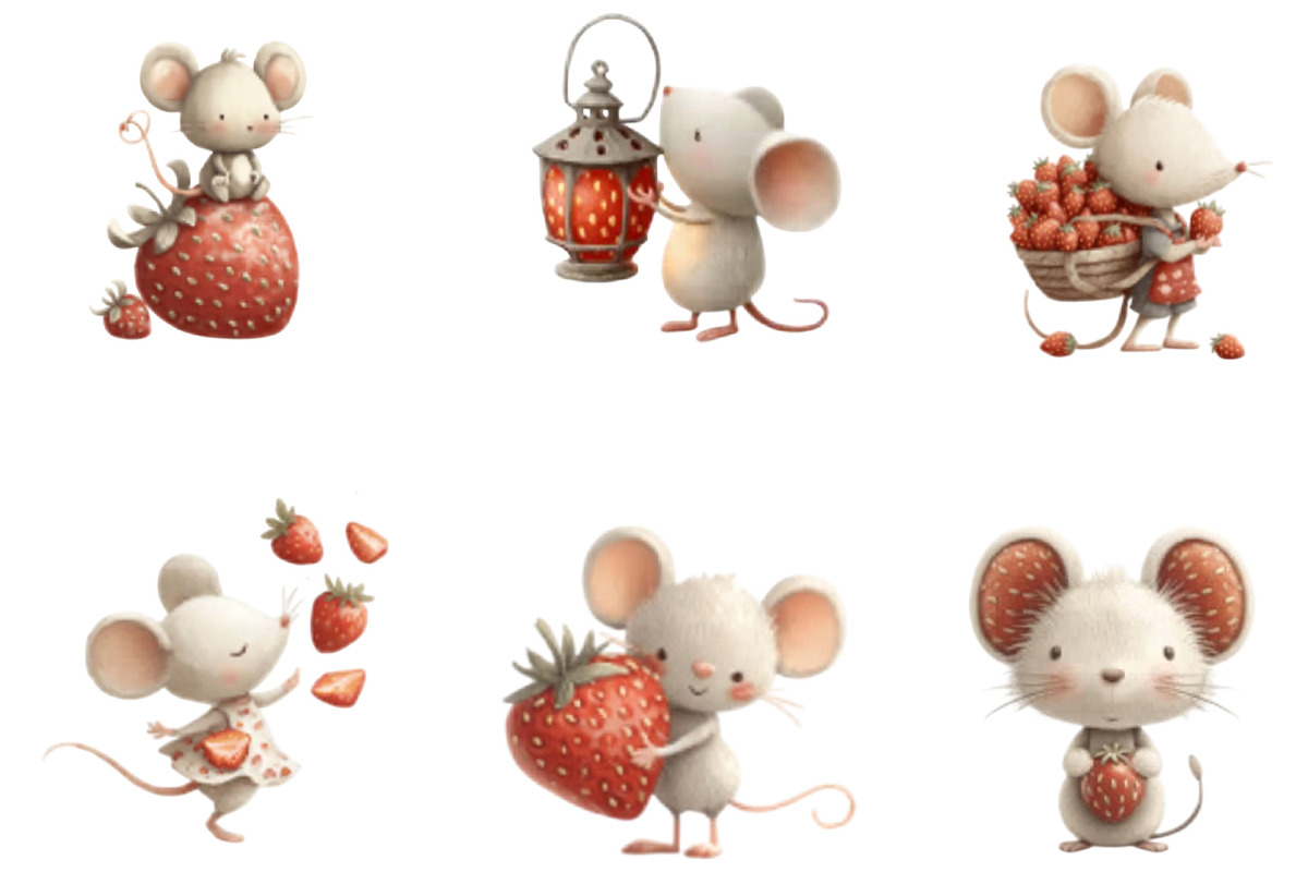 Strawberry Mouse PNG Clipart, a Seasonal Illustration by Designking (Photo 3 of 5)