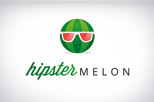 Hipster Melon Funny Modern Logo