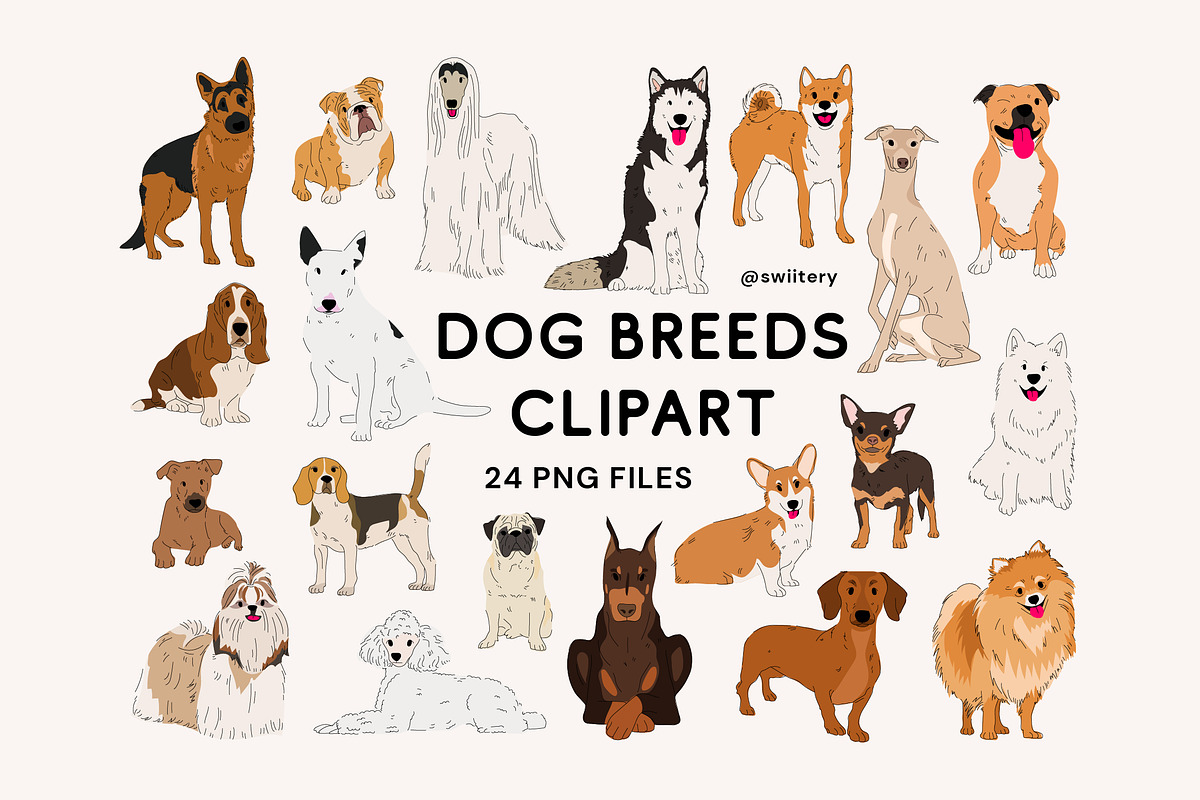 Dog Breeds Clipart - Swiitery, an Animal Illustration by Iconixar & Friends (Photo 1 of 2)