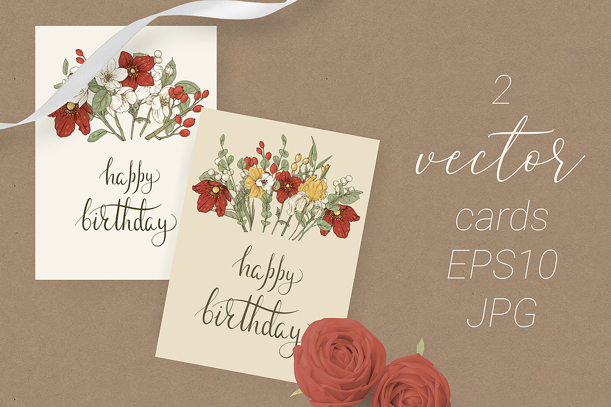 Happy Birthday VECTOR cards, a Card Template by HmarkaShop