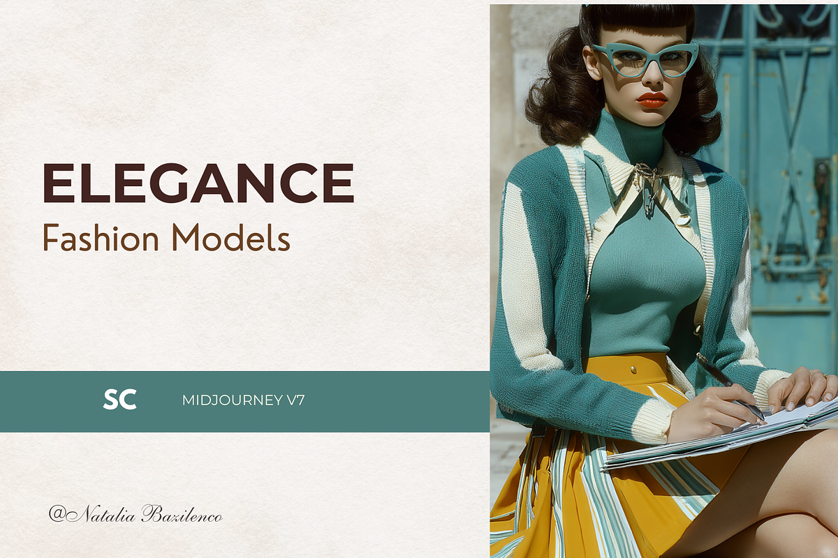 1950s Elegance Fashion Models Prompt, a Person Illustration by Print Haven Mochi Vintage (Photo 1 of 4)
