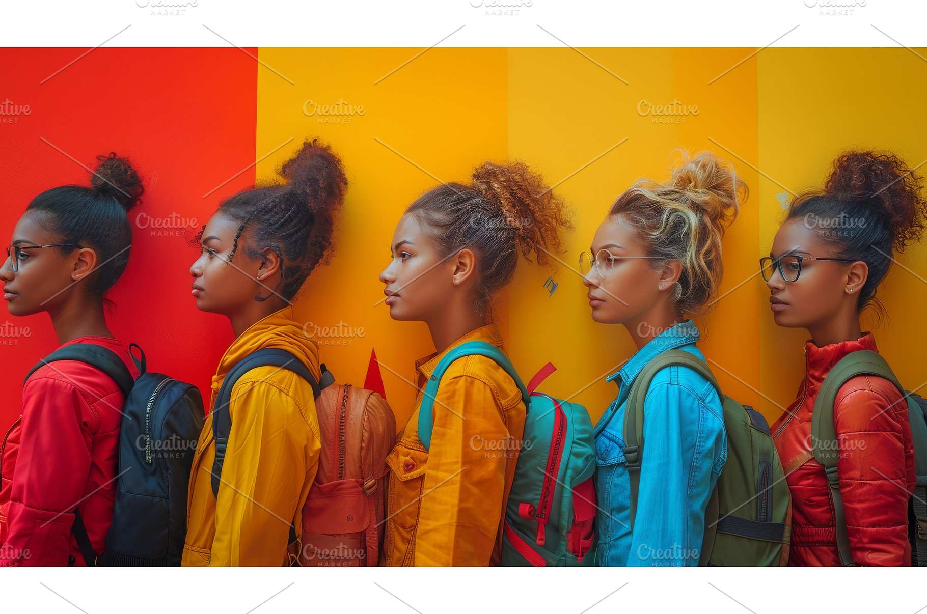 Students on a color background in a, a School & Education Photo by ZinetroN
