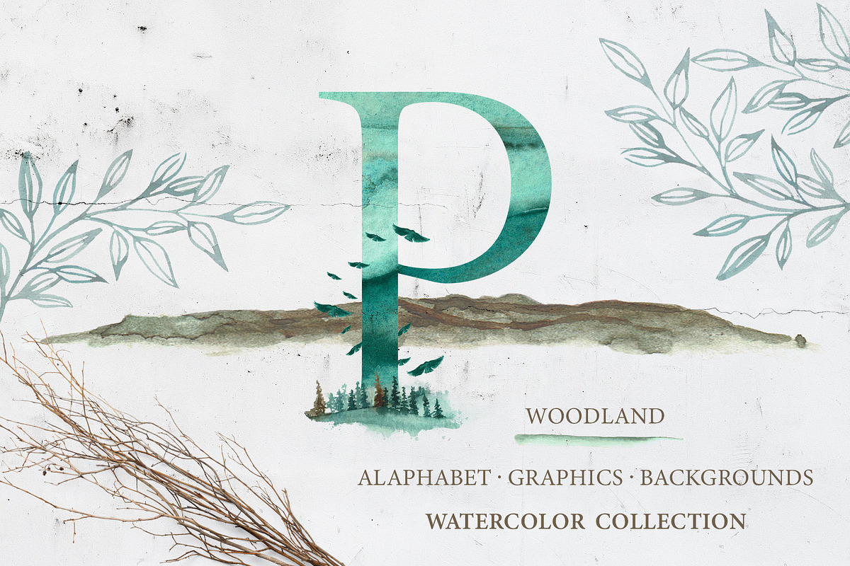watercolor WOODLAND Collection, a Texture Illustration by Hadar Farfel (Photo 1 of 8)