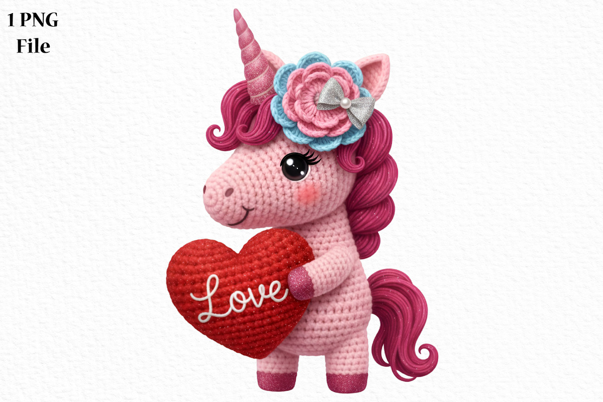 Faux Yarn Valentine Unicorn Png, an Illustration by Canvas Craft (Photo 1 of 6)