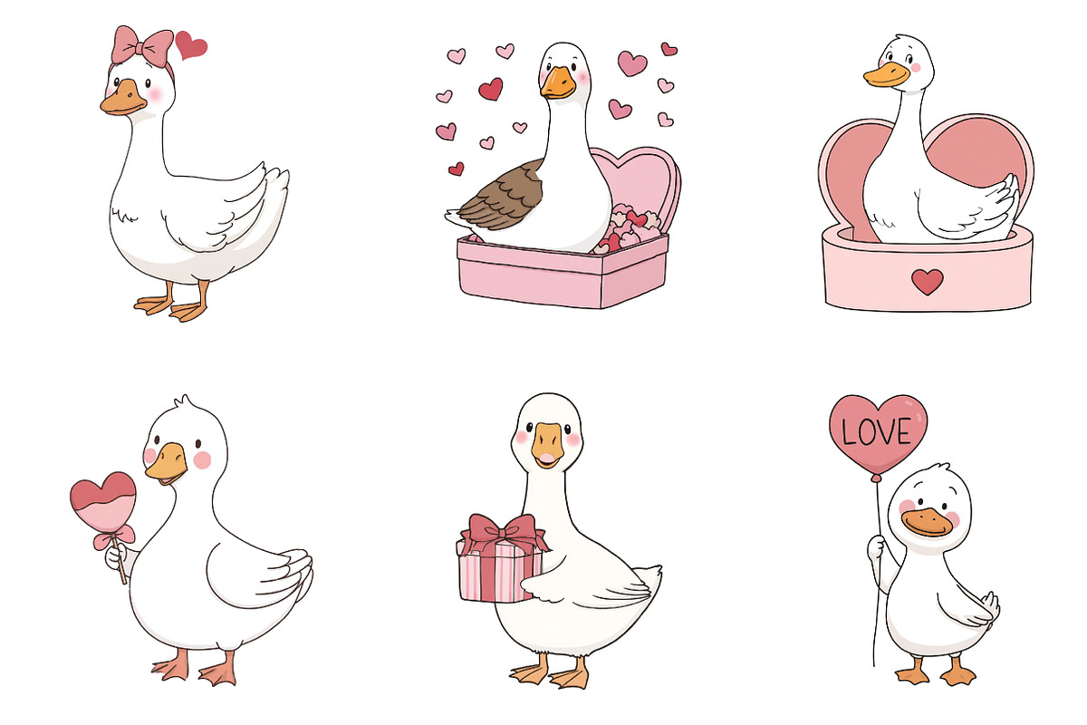 valentine-goose-clipart, an Illustration by CreationArt (Photo 3 of 7)