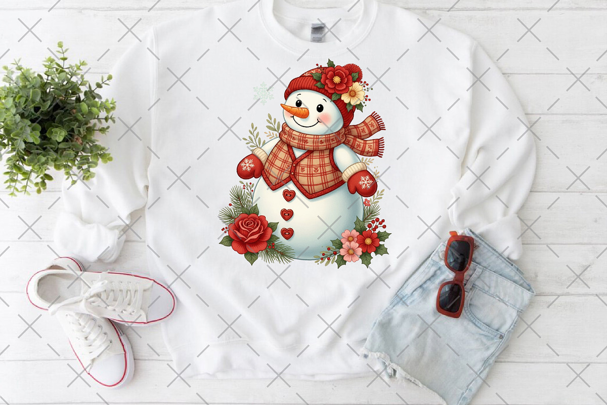 Floral Snowman PNG, an Illustration by Craft Nest (Photo 2 of 6)