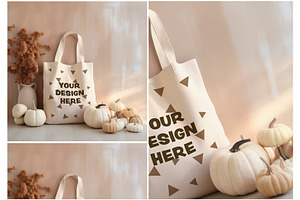 Totebag Cushion Halloween Mockup