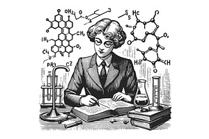 Vintage Female Scientist with, a Person Illustration by AlexArt