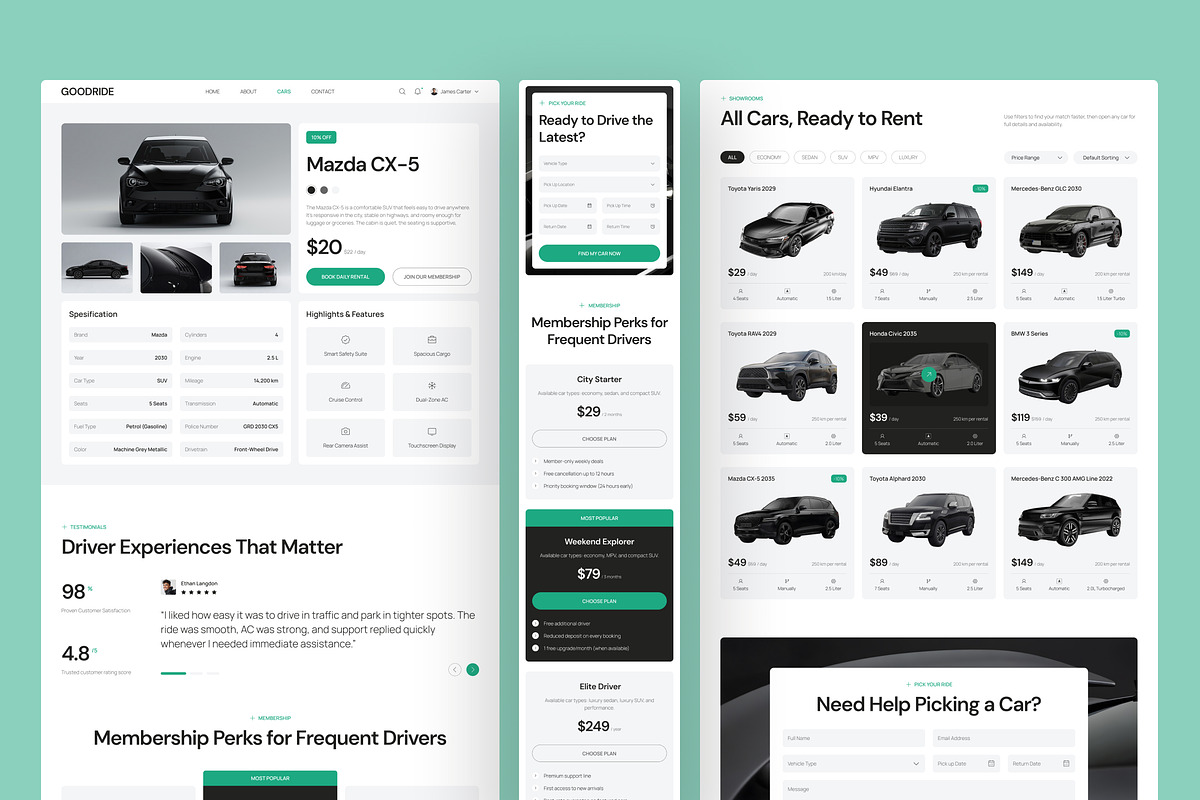 Car Rental Website UI Figma Template, an UI Kit Template by peterdraw (Photo 5 of 7)
