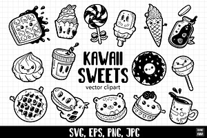 Kawaii sweets vector clipart