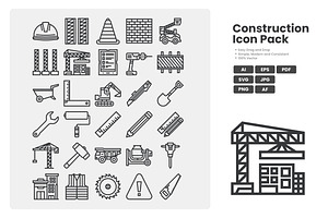 Construction Icon Pack, an Outline Icon by erifqizeicon