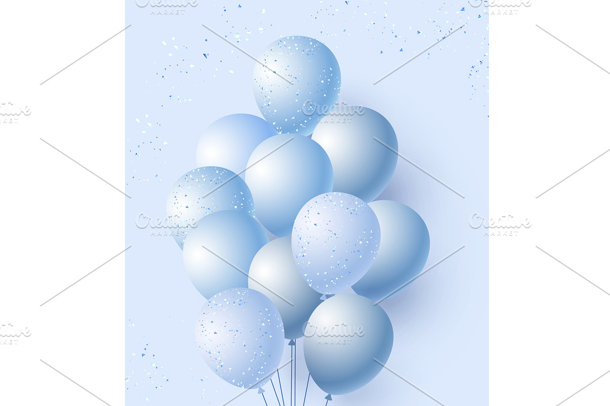 Blue balloon bunch with sparkles, an Object Illustration by art PVP - market