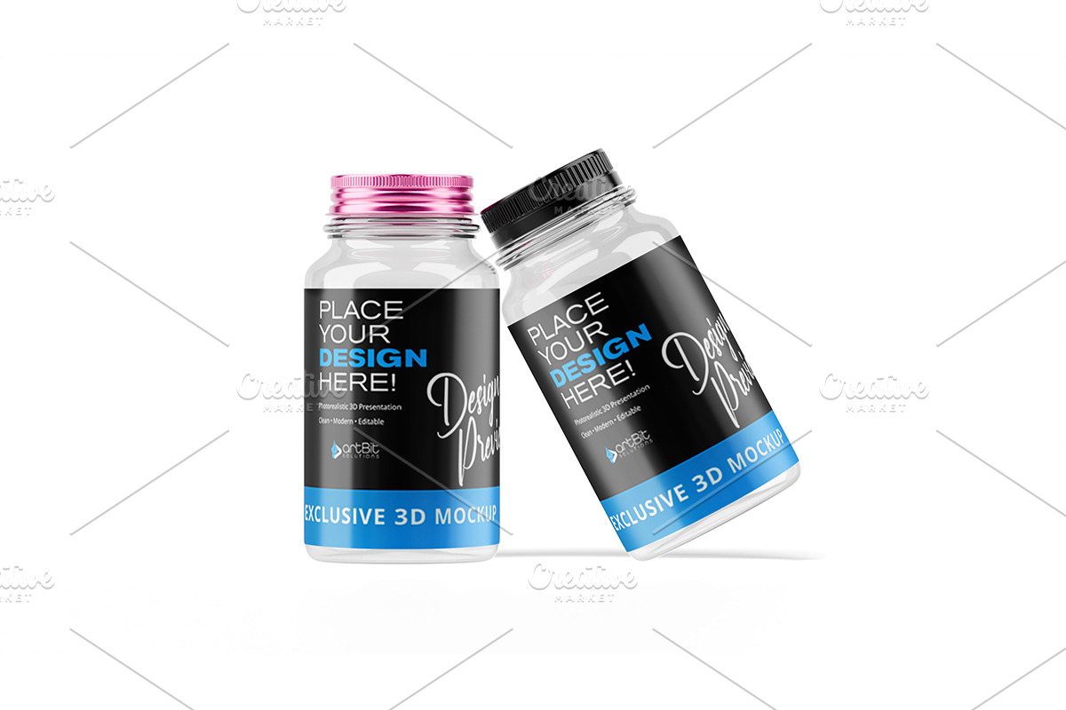 Plastic Jar with Screw Cap Mockup, a Packaging Mockup by artBit Design Studio (Photo 7 of 10)