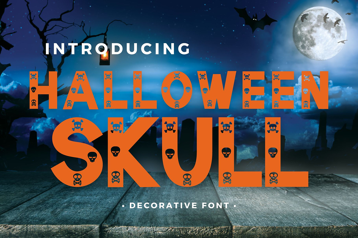 Halloween skull - Decorative font, a Sans Serif Font by Brown Cupple (Photo 1 of 6)
