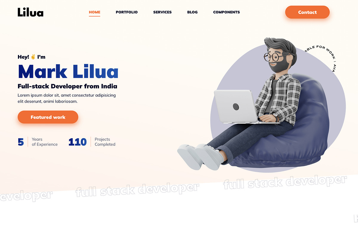 Lilua - Portfolio Html Template, a HTML Template by SLICEmyPAGE (Photo 3 of 12)