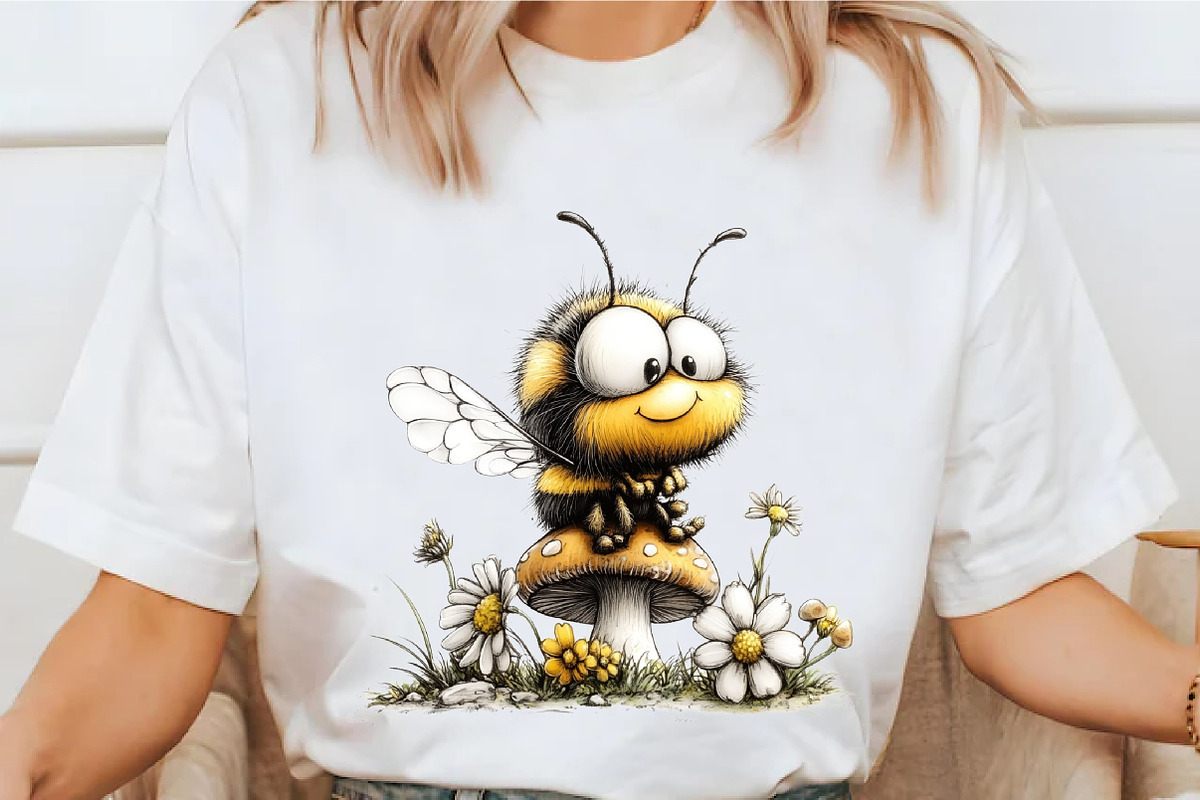 Whimsical Fuzzy Bee PNG Clipart Bund, an Illustration by designcity5 (Photo 4 of 5)
