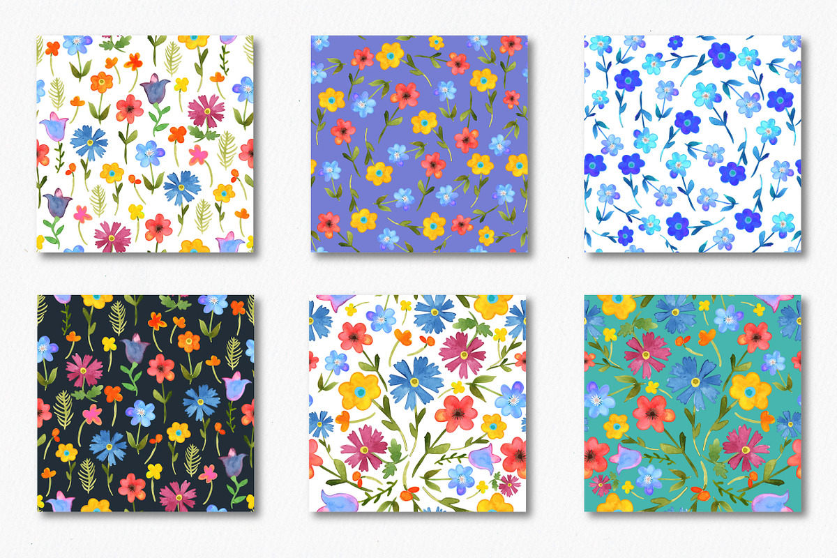 Field flowers in watercolor, a Pattern Graphic by Julycolor (Photo 3 of 4)