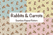 Rabbits & Carrots Repeat Pattern, a Pattern Graphic by Forest Lily (Thumbnail 1 of 11)