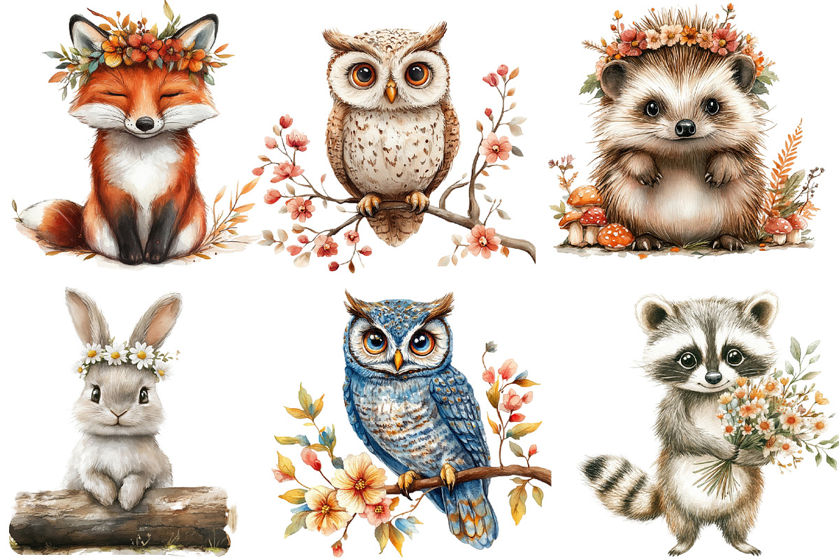 Woodland Floral Animal Creatures, an Illustration by Designworld (Photo 3 of 6)