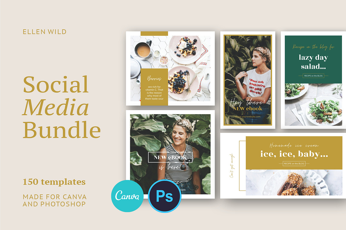 Social Media Bundle/ CANVA,Photoshop, a Social Media Template by Mirazz (Photo 1 of 13)