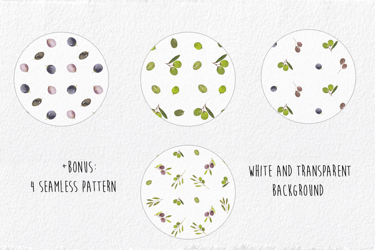 Watercolor Olives Wreaths handmade, an Illustration by MaraquelaStudio (Photo 5 of 6)