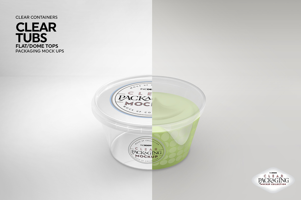 Clear Tubs Flat or Dome Lid Mockup, a Packaging Mockup by INCDesign (Photo 6 of 10)