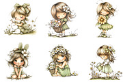 Whimsical Spring Girls Clipart, an Illustration by Designking (Thumbnail 5 of 5)