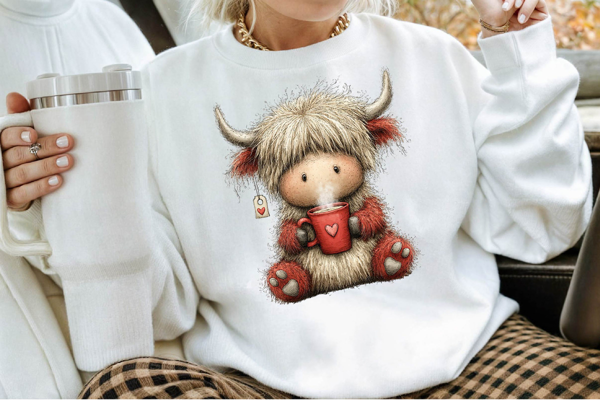 Valentine’s Day Highland Cow Coffee, an Illustration by Sublimation Artist (Photo 4 of 6)