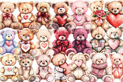 Watercolor Valentine's Teddy Bear, an Illustration by Design Market (Thumbnail 2 of 5)